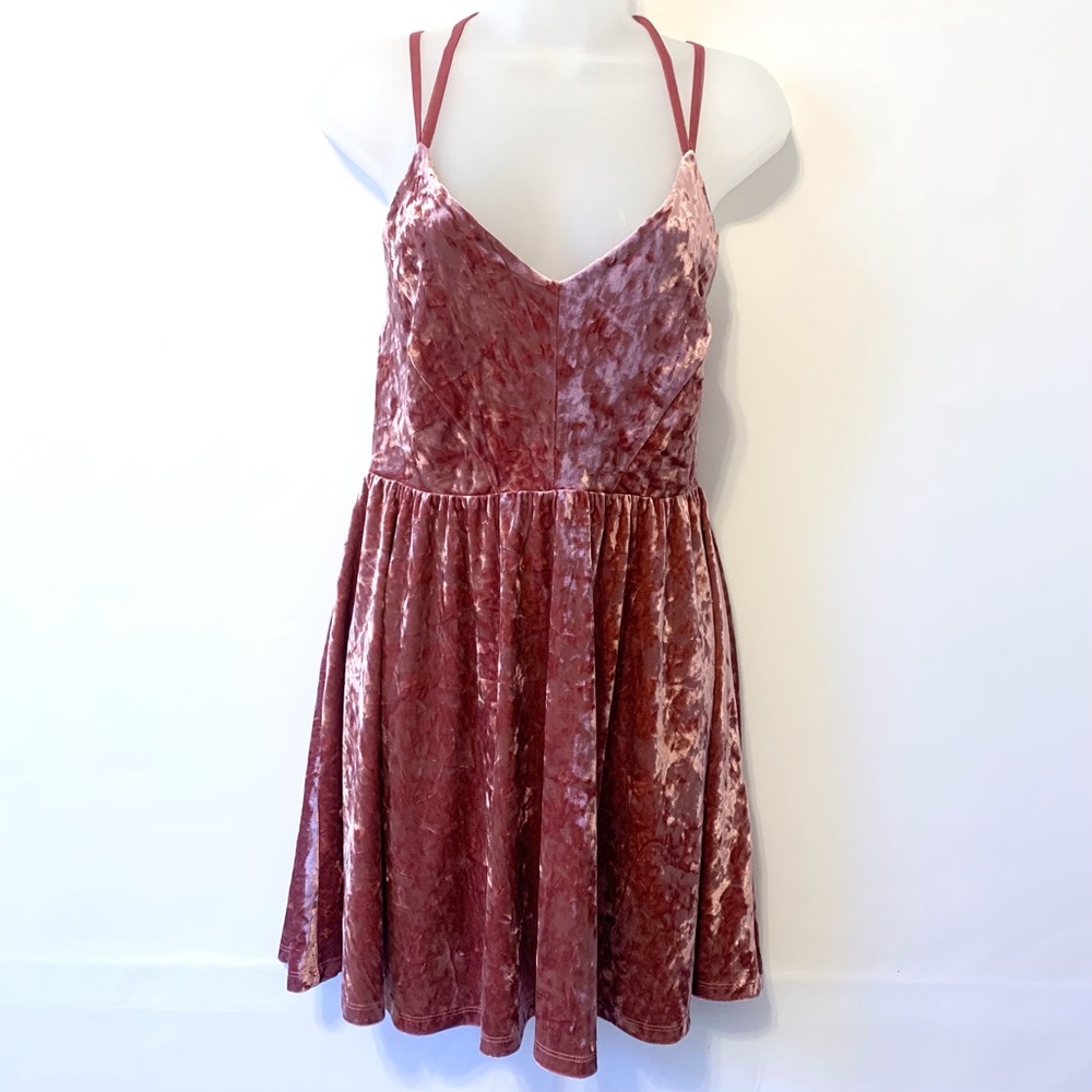 Forever 21 Crushed Velvet Criss Cross Back Dress Small